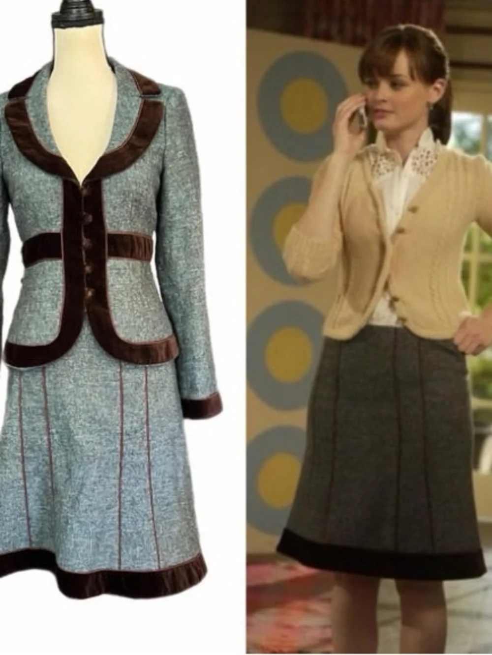 Vintage Y2K aso Rory Gilmore girls Nanette lepore Tweed Jacket with velvet trim